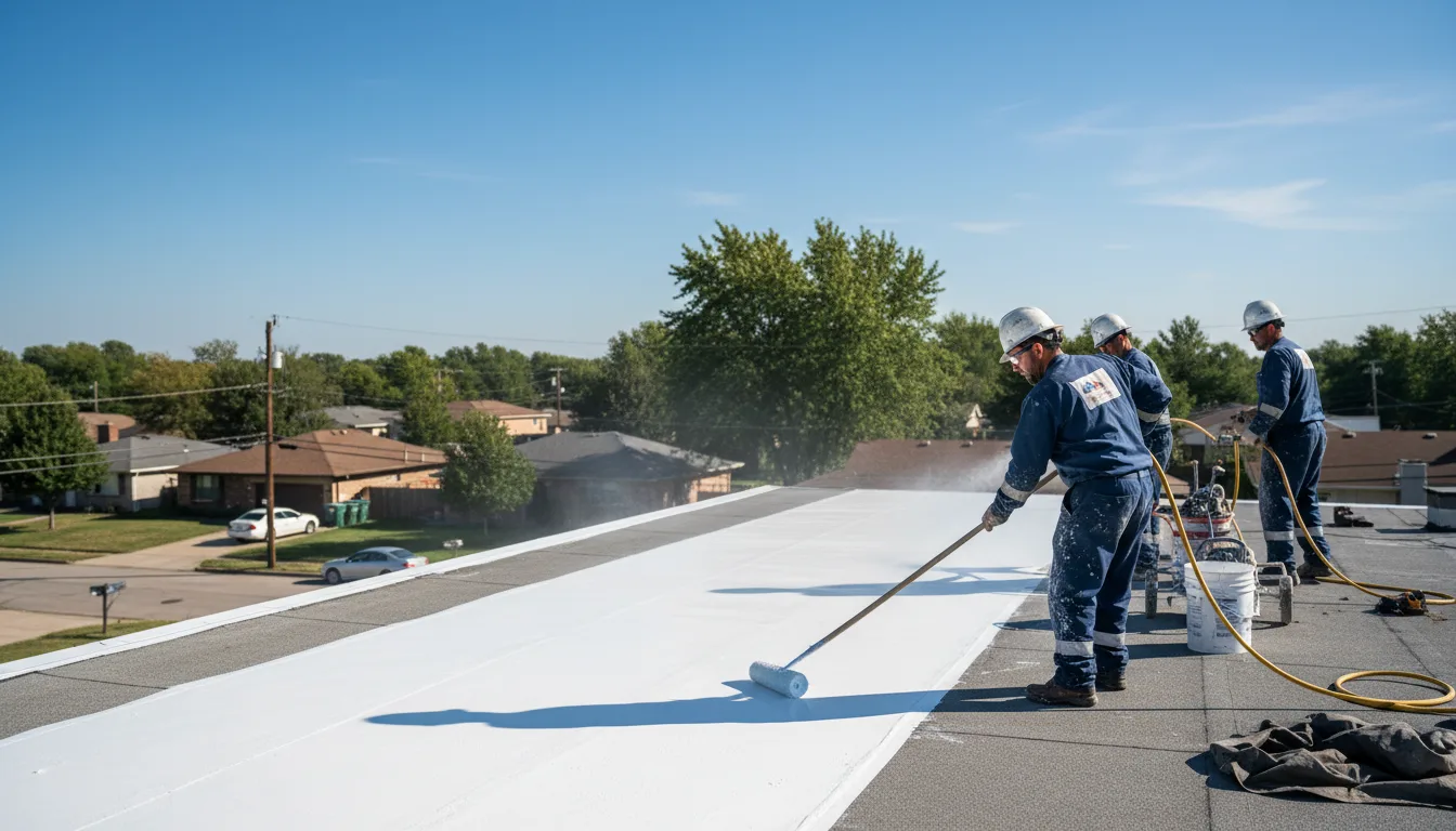Commercial roof coating in Rhome, TX near me